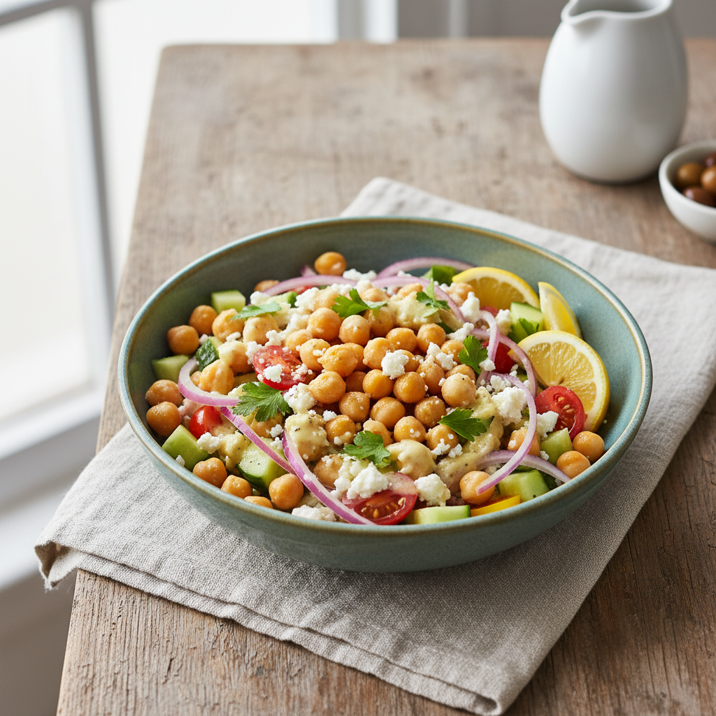 Mediterranean Chickpea & Feta Bowls
