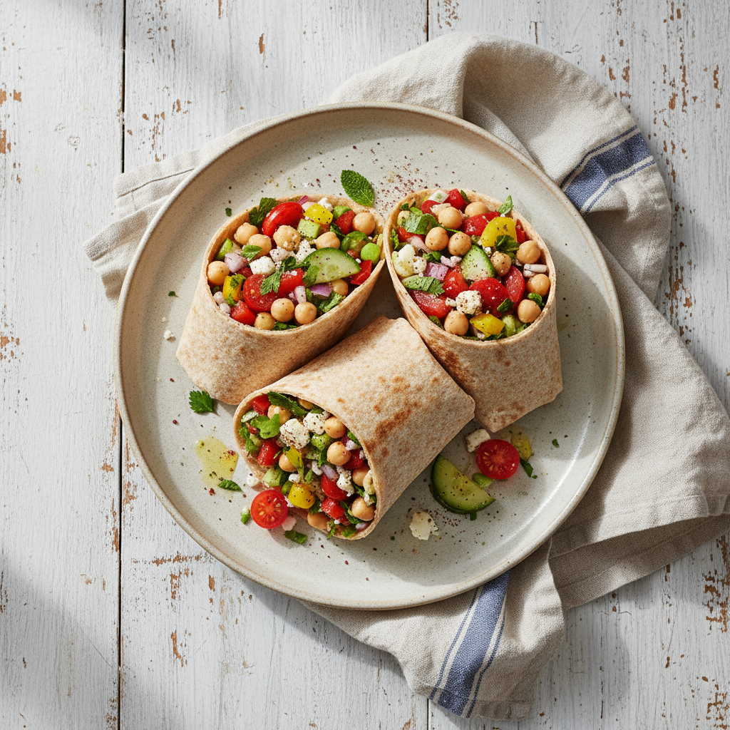 Mediterranean Chickpea Salad Wraps
