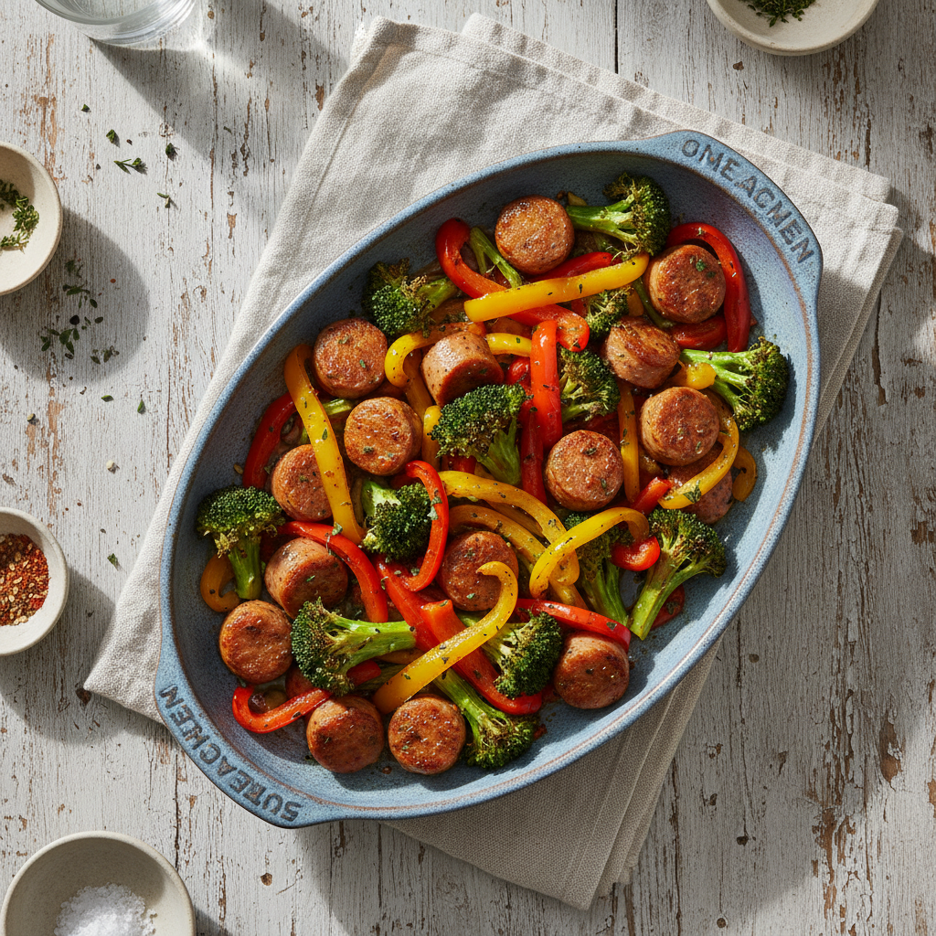 One-Pan Chicken Sausage & Broccoli