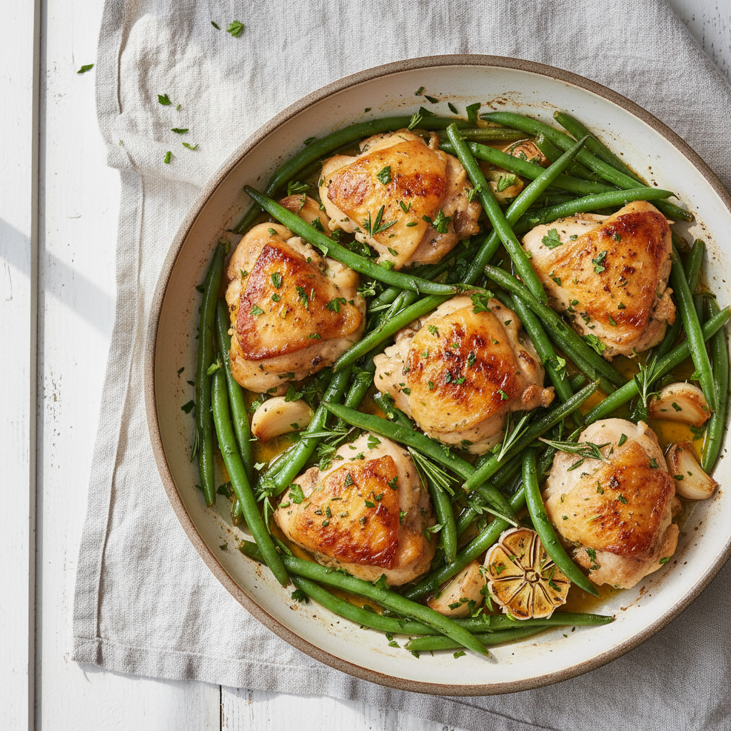 One-Pan Garlic Herb Chicken and Green Beans