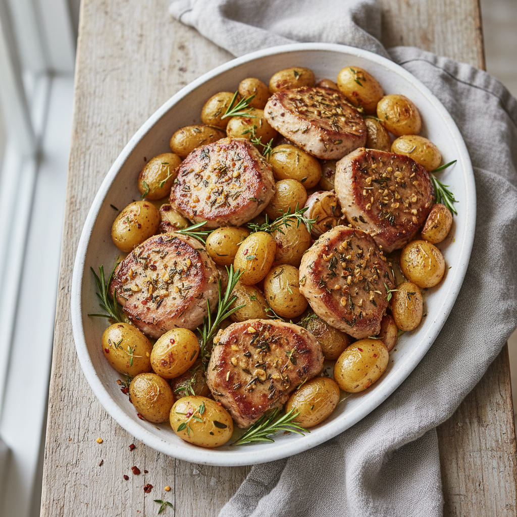 One-Pan Garlic Herb Pork and Potatoes