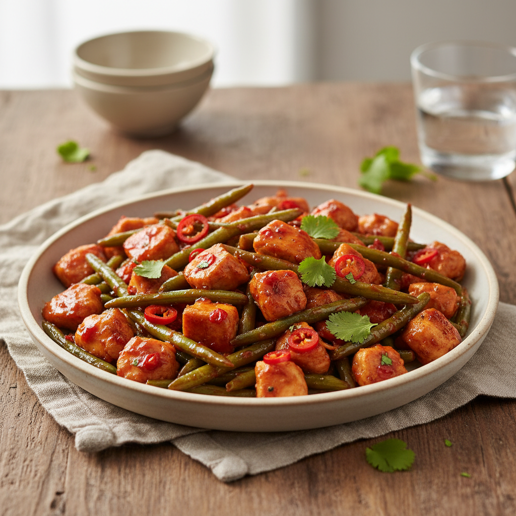 One Pan Sweet Chili Chicken and Green Beans