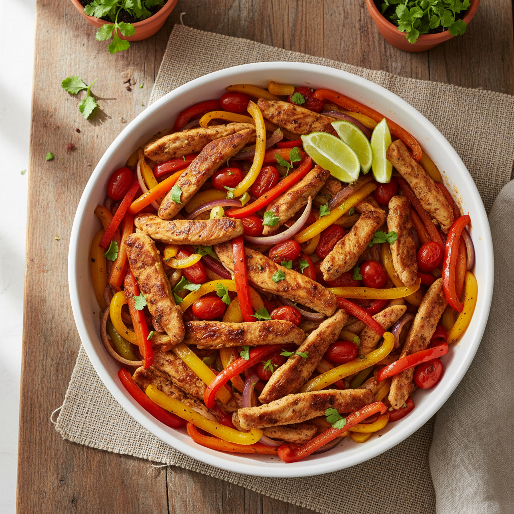 Oven-Baked Chicken and Veggie Fajitas