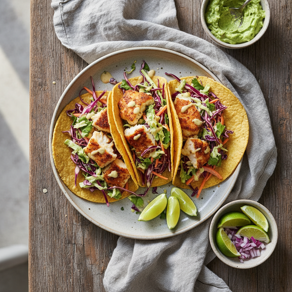 Oven-Baked Fish Tacos with Creamy Slaw