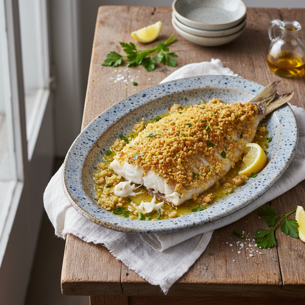 Oven-Baked Fish with Zesty Lemon-Butter Crumbs