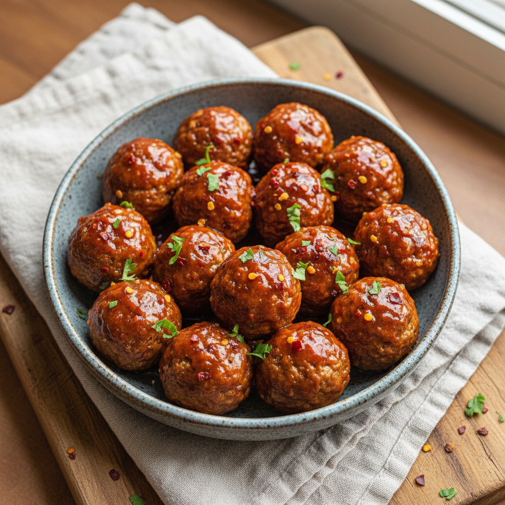 Oven-Baked Honey Chipotle Meatballs