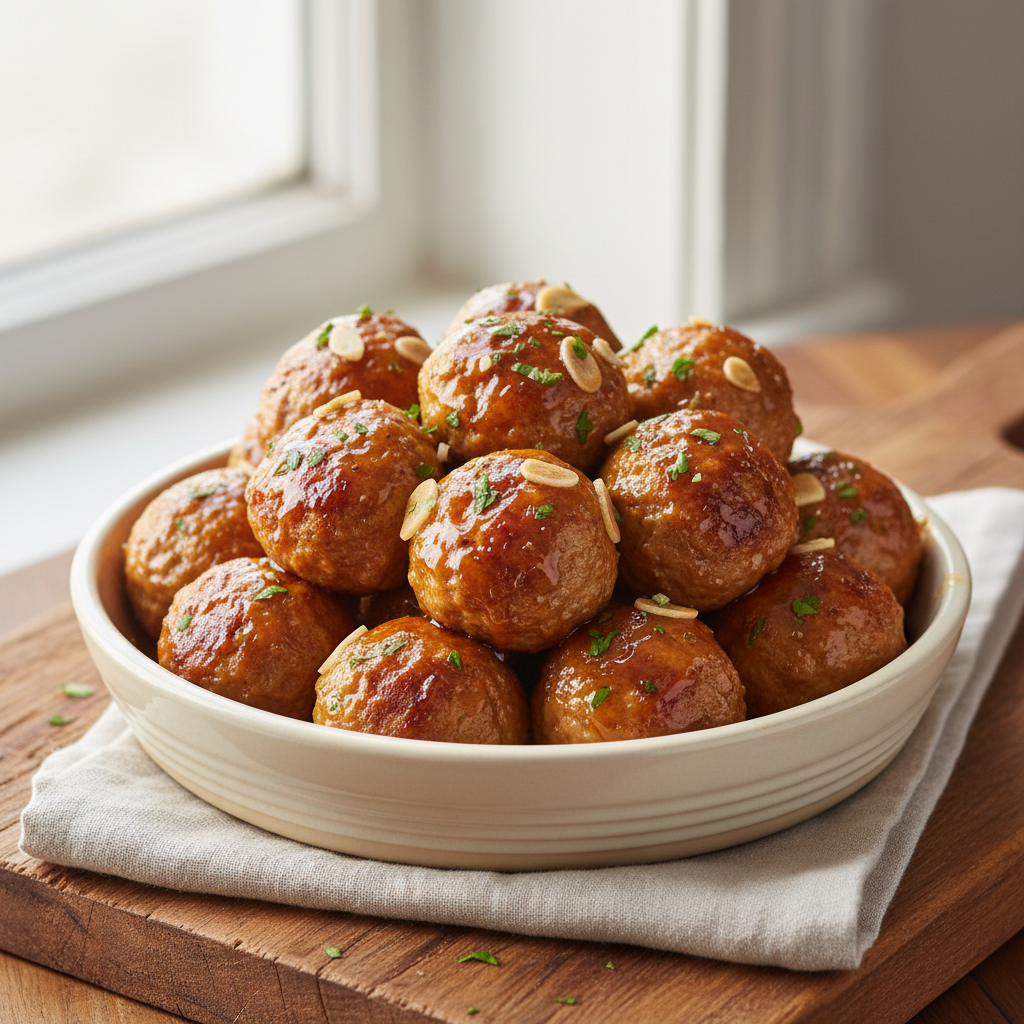 Oven-Baked Honey Garlic Chicken Meatballs