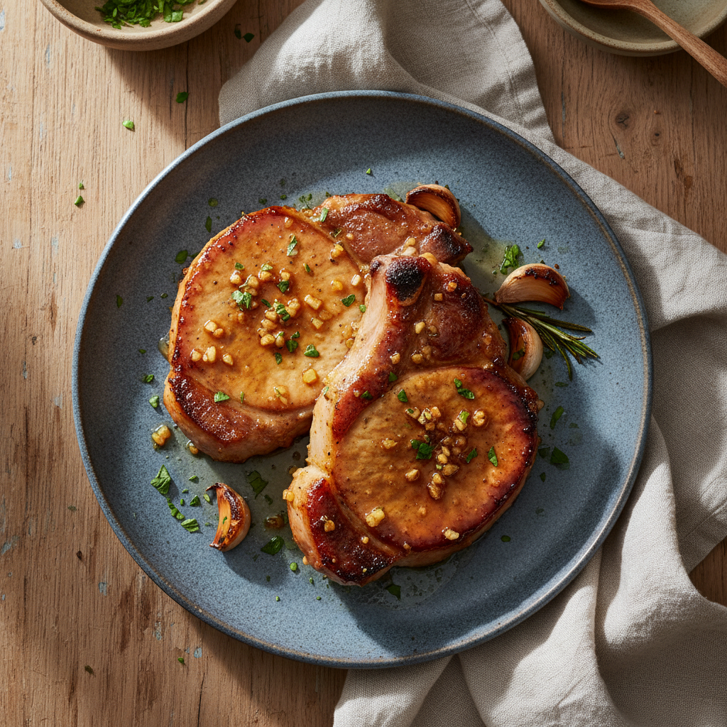 Oven Baked Honey Garlic Pork Chops