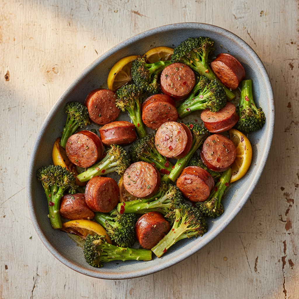 Oven Baked Sausage and Broccoli