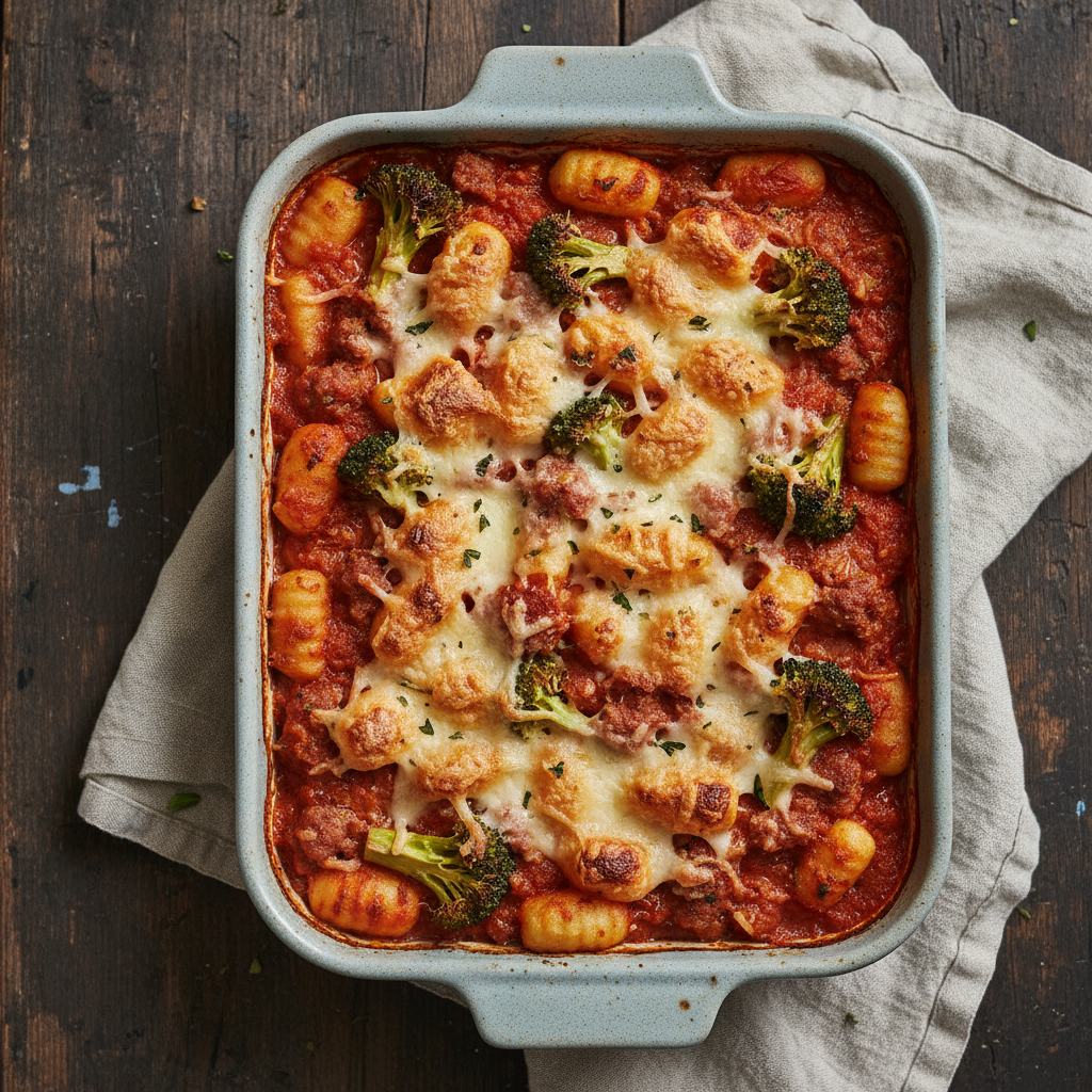 Oven-Baked Sausage and Broccoli Gnocchi