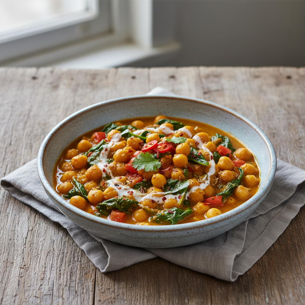 Quick Chickpea & Spinach Curry