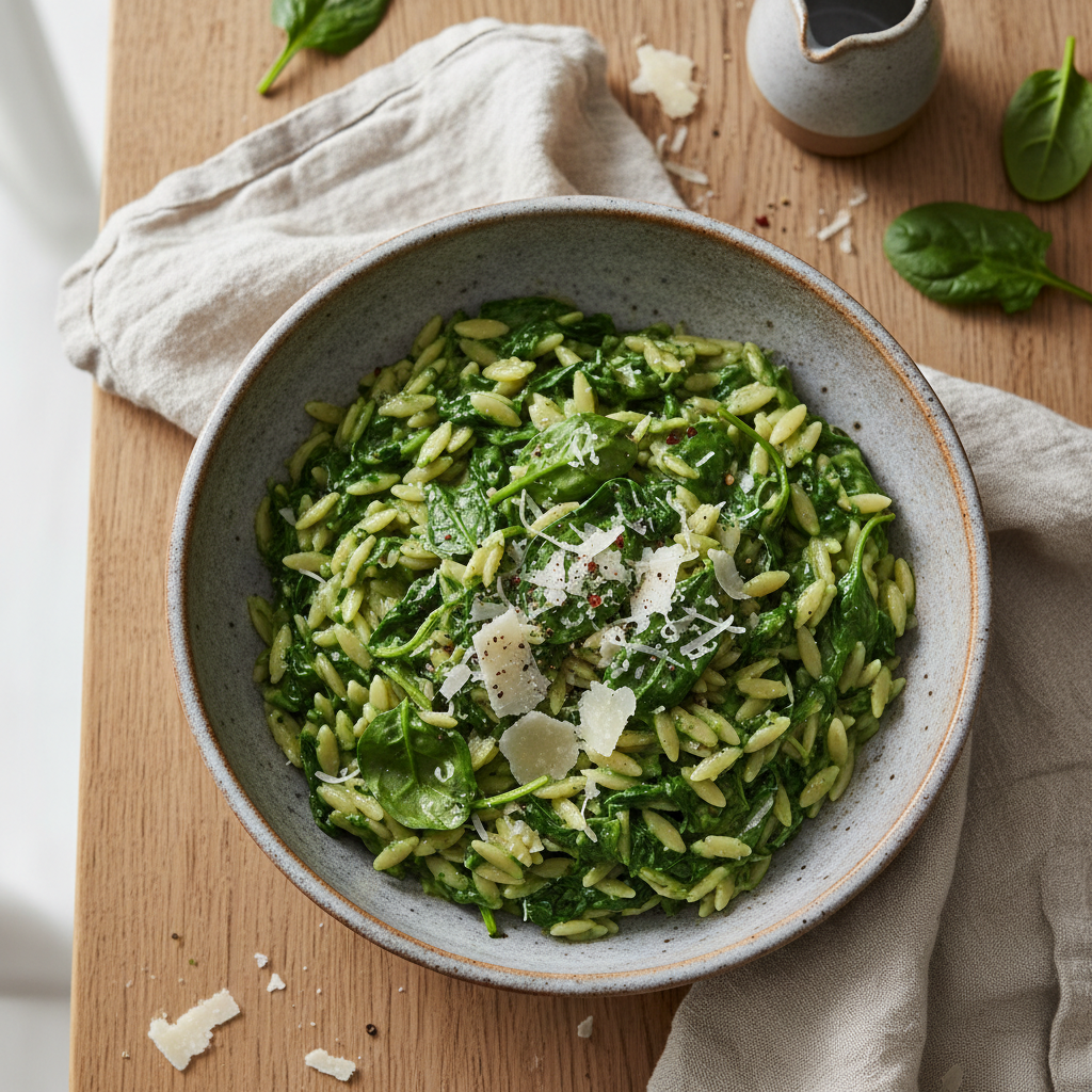 Quick Creamy Spinach Orzo