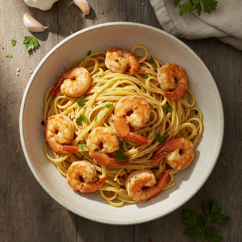 Quick Garlic Butter Shrimp Pasta