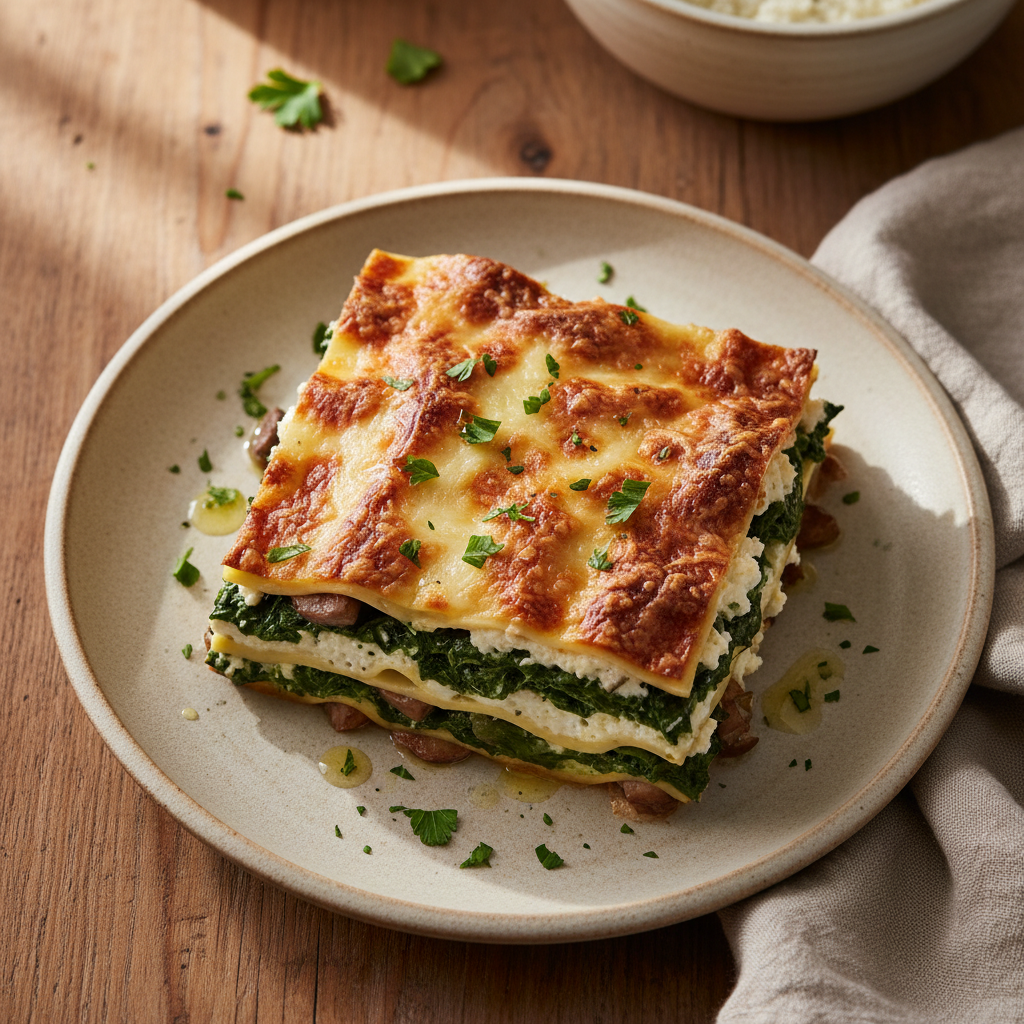 Rich Mushroom and Spinach Lasagna