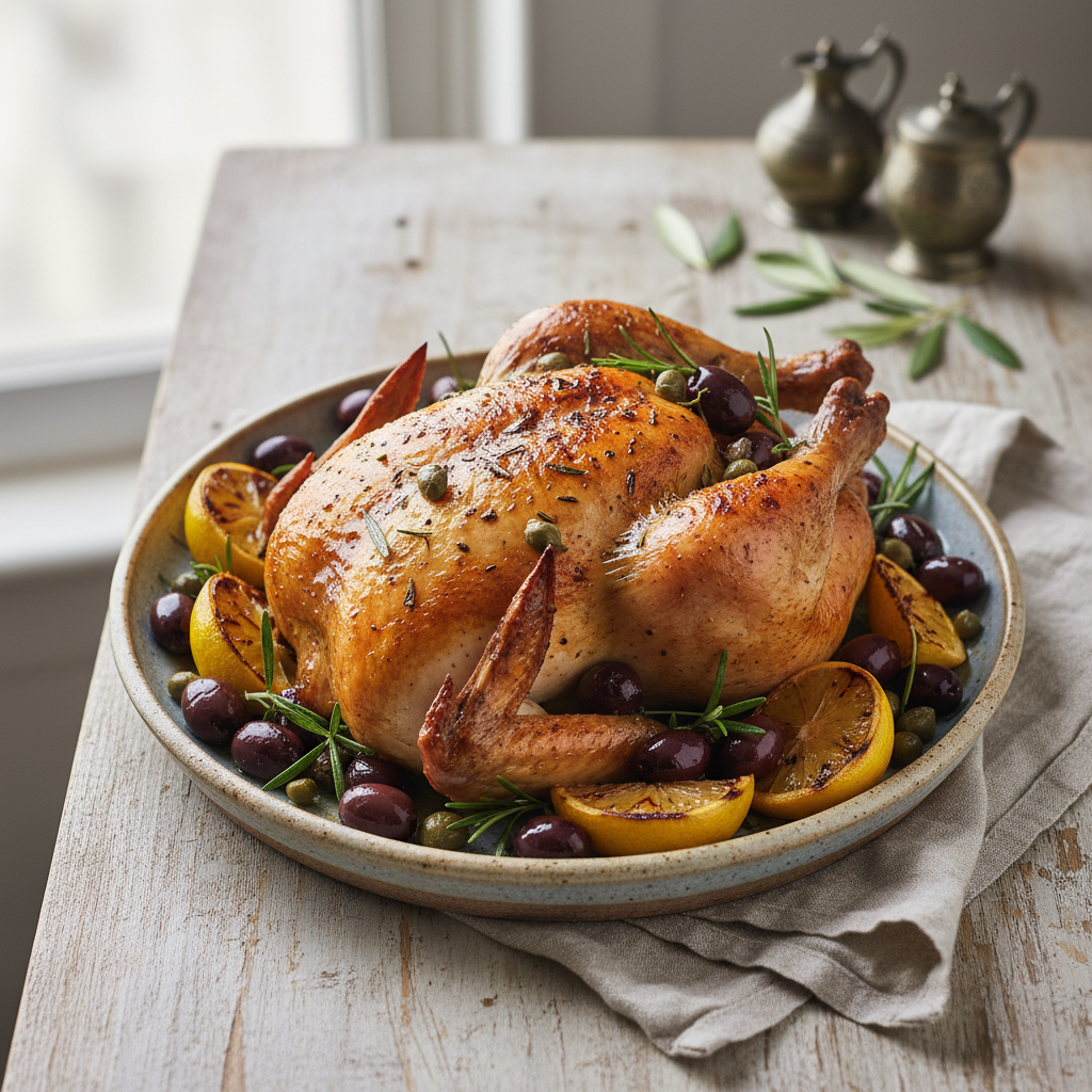 Roasted Chicken with Capers and Olives
