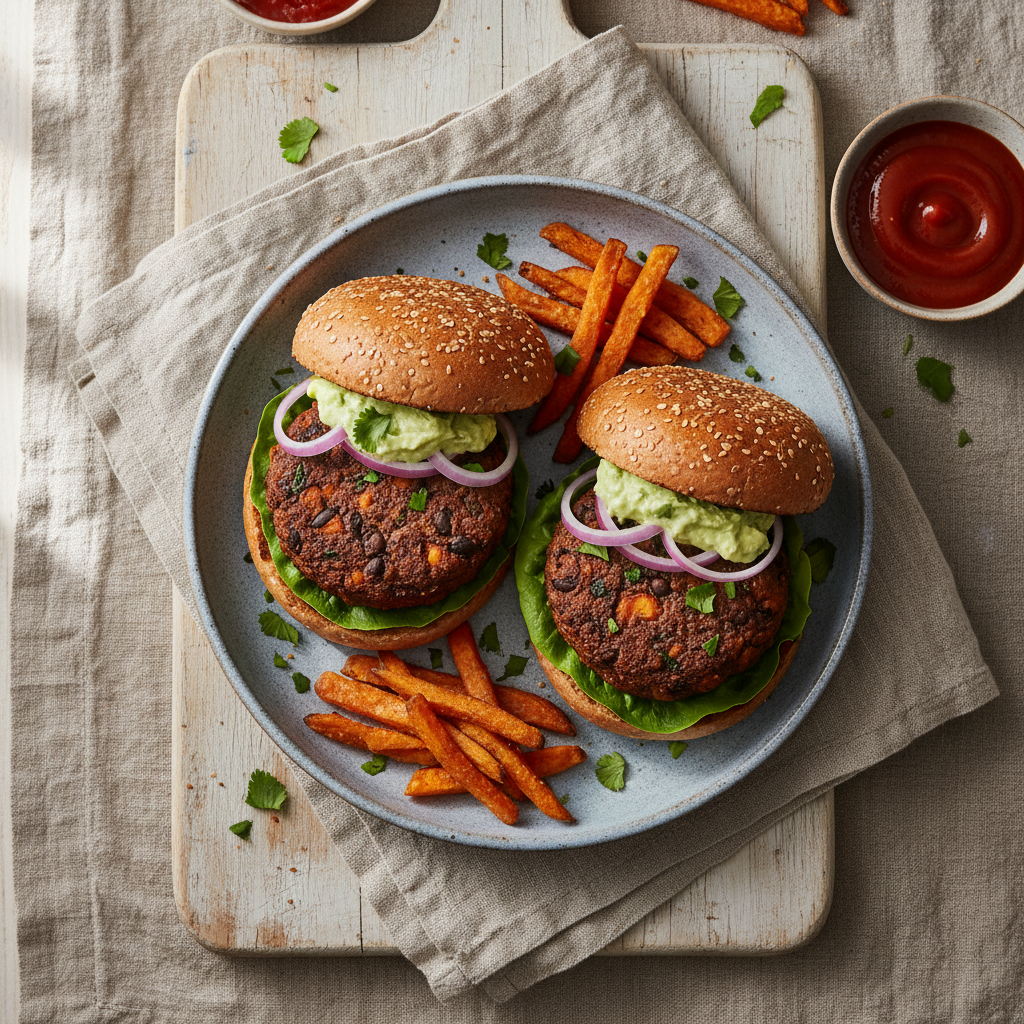 Savory Black Bean & Sweet Potato Burgers