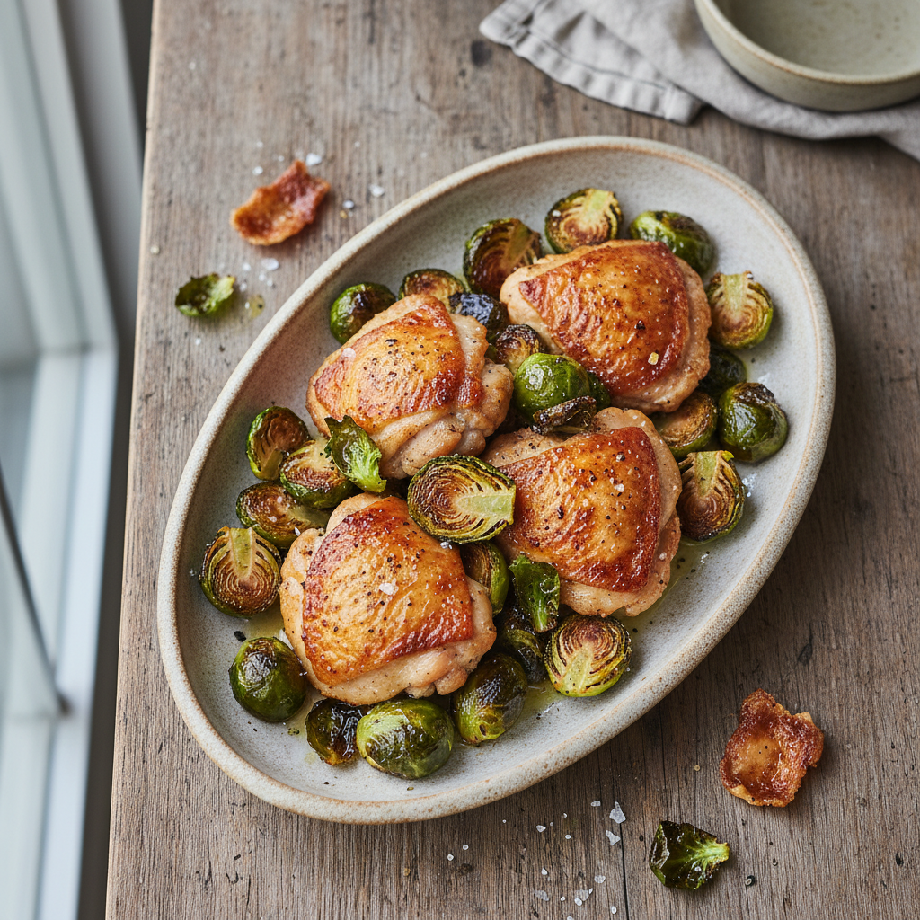 Sheet Pan Crispy Chicken and Brussels Sprouts