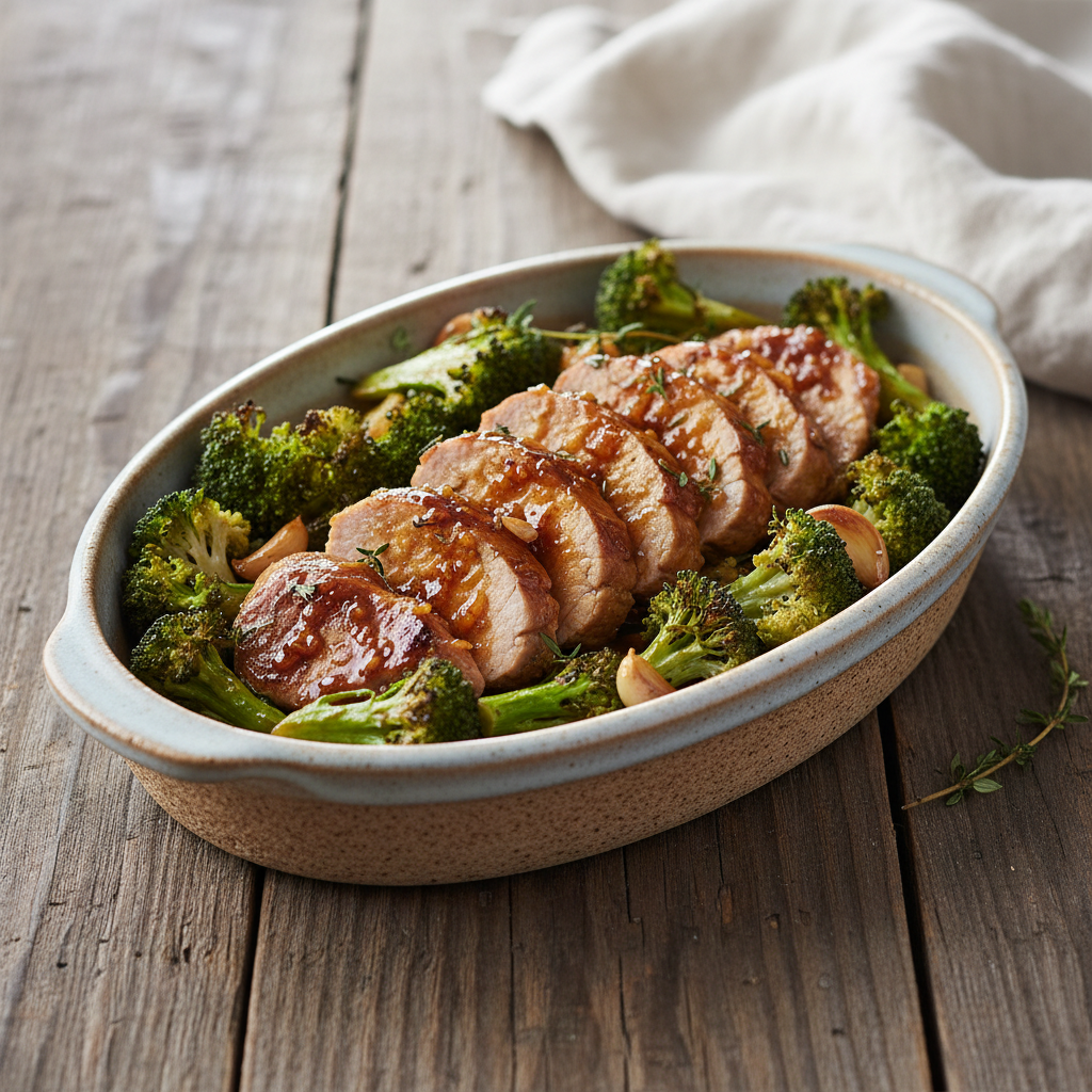Sheet Pan Honey Garlic Pork & Broccoli
