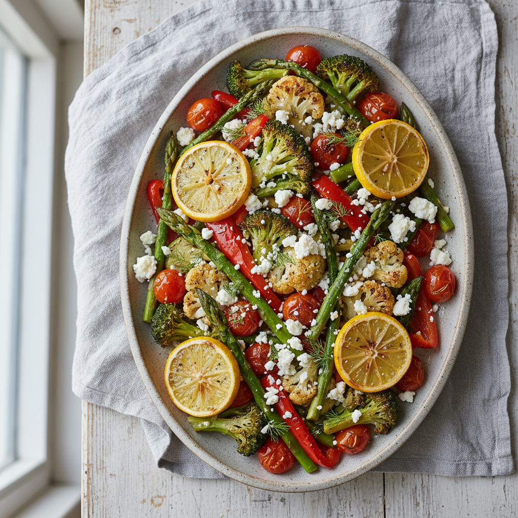 Sheet Pan Lemon Dill Veggies & Feta