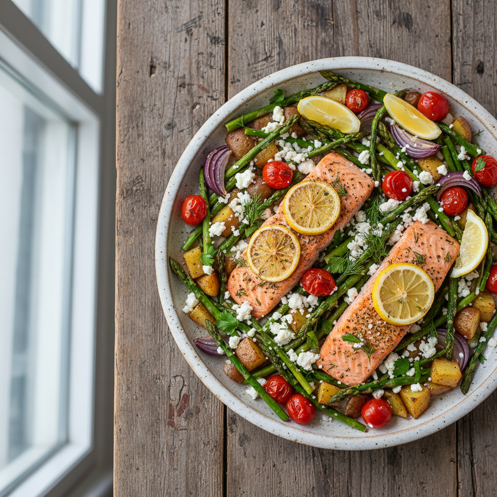 Sheet Pan Lemon Feta Salmon