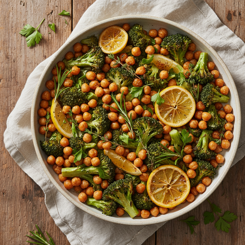 Sheet Pan Lemon Herb Chickpeas and Broccoli