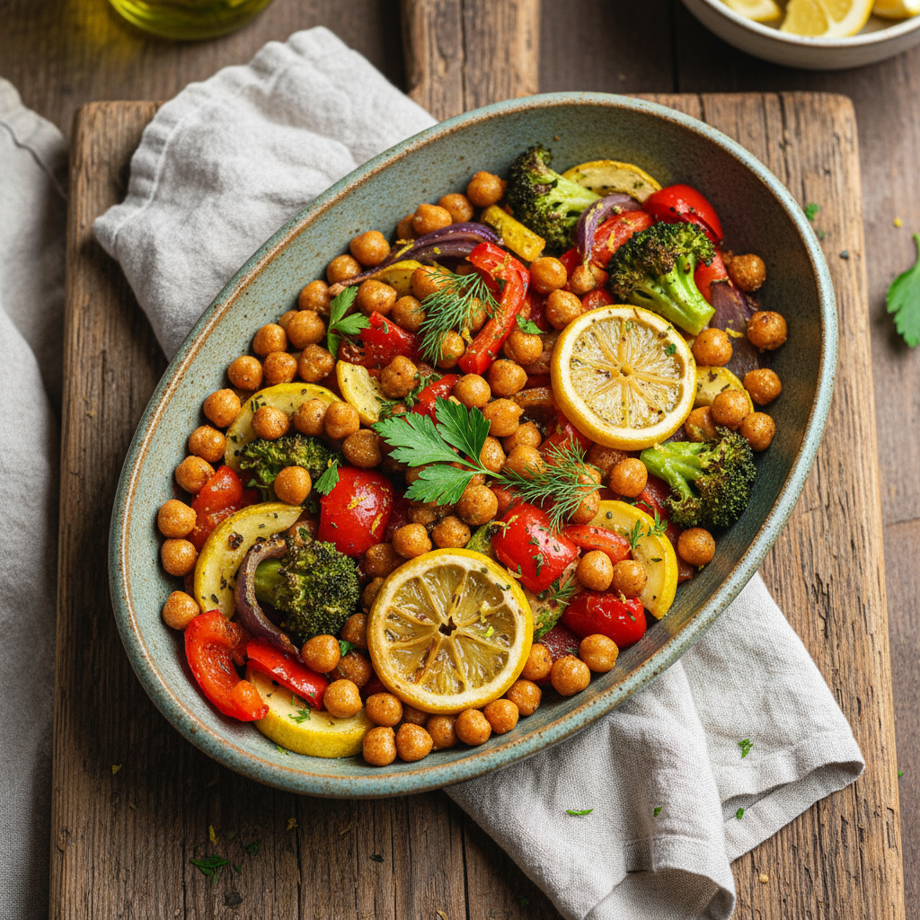 Sheet Pan Lemon Herb Chickpeas and Veggies