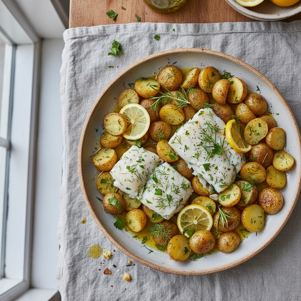 Sheet Pan Lemon Herb Cod with Potatoes