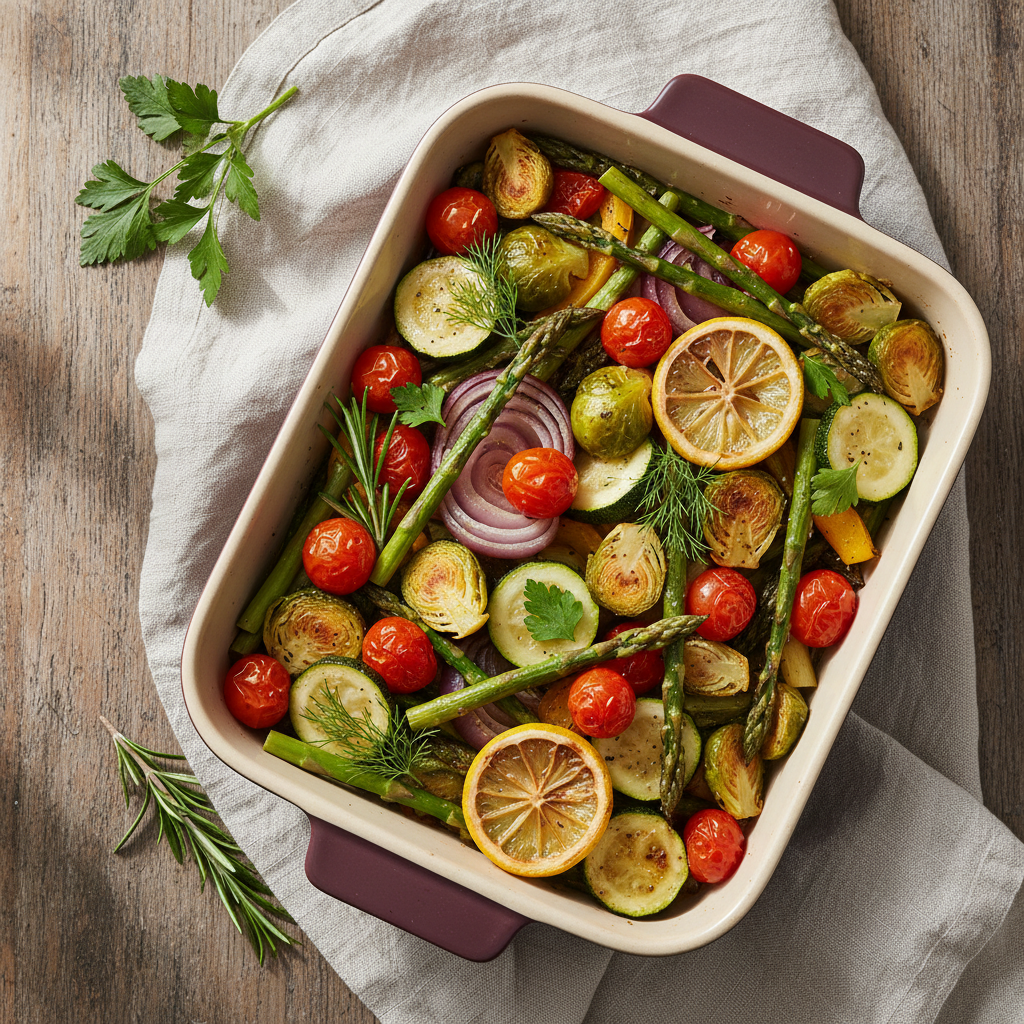 Sheet Pan Lemon Herb Veggie Bake