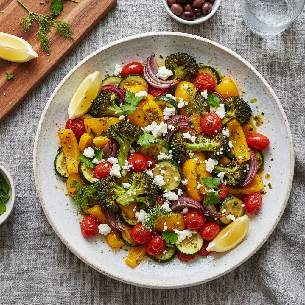 Sheet Pan Lemon Herb Veggies & Feta