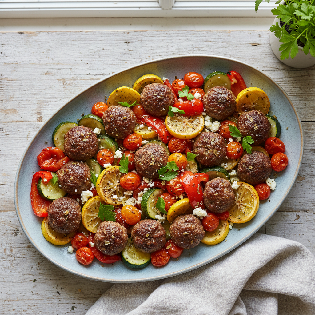 Sheet Pan Mediterranean Meatballs