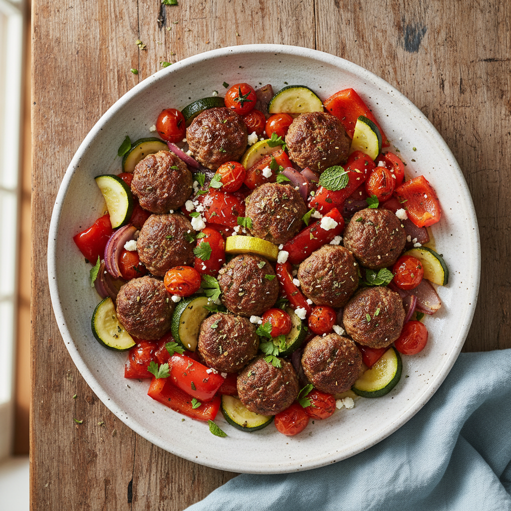 Sheet Pan Mediterranean Meatballs & Veggies