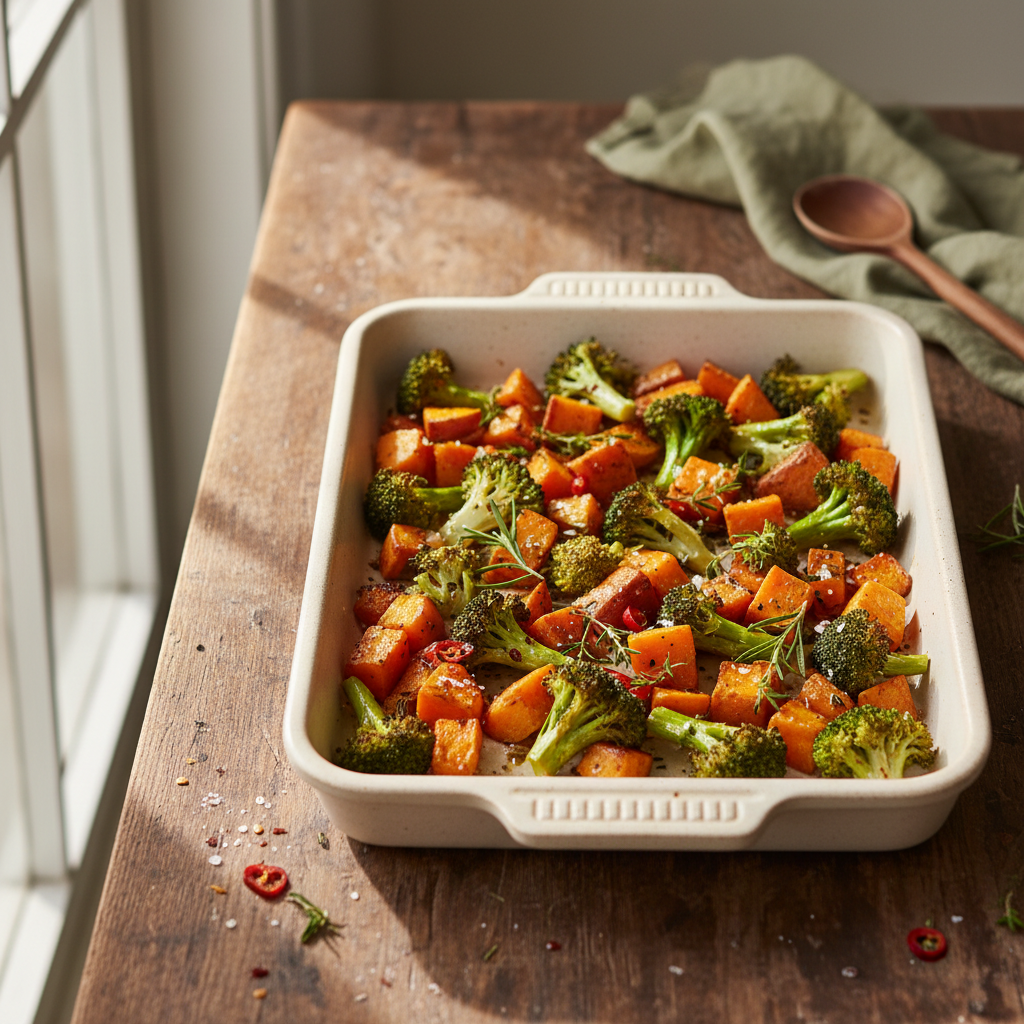 Sheet Pan Sweet Potato and Broccoli