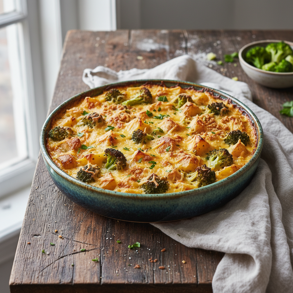 Simple Broccoli & Cheddar Potato Bake