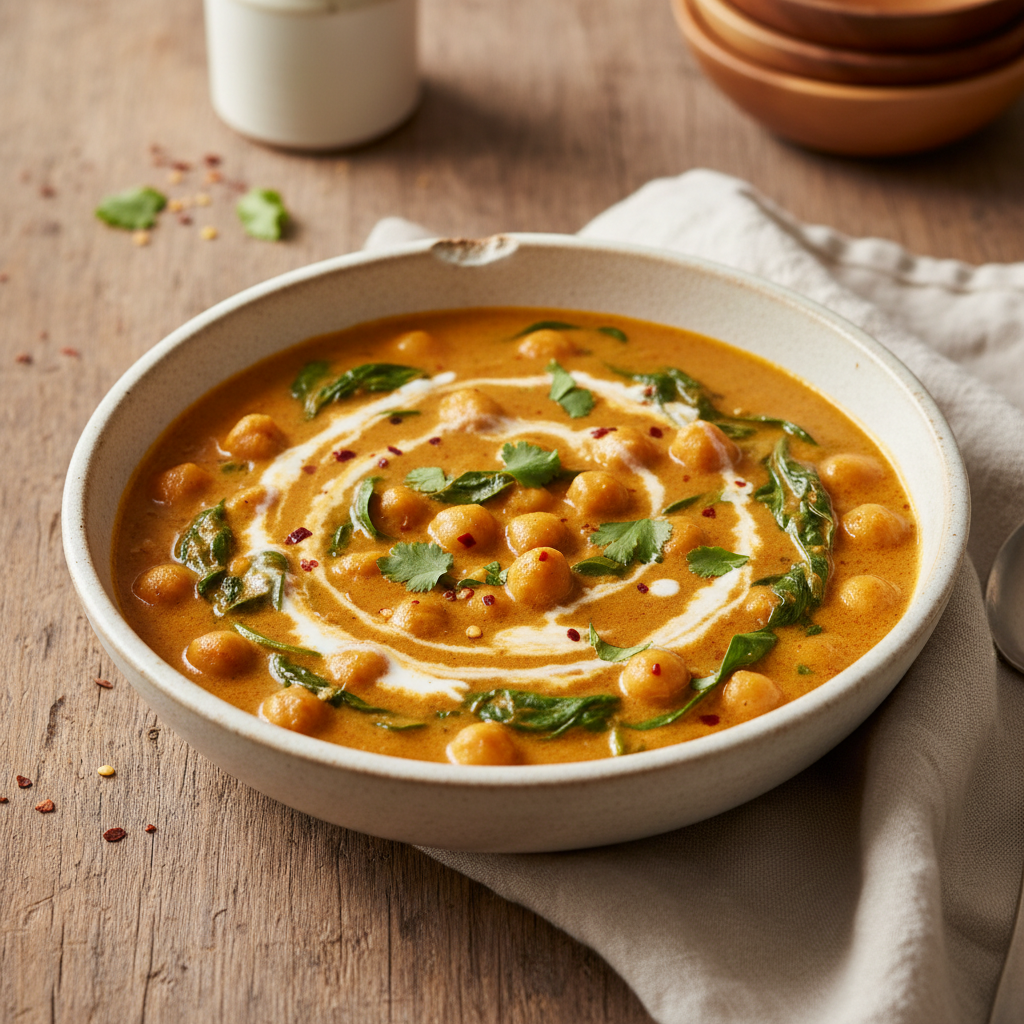 Simple Chickpea and Spinach Curry