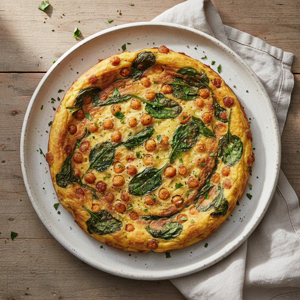 Simple Chickpea and Spinach Frittata