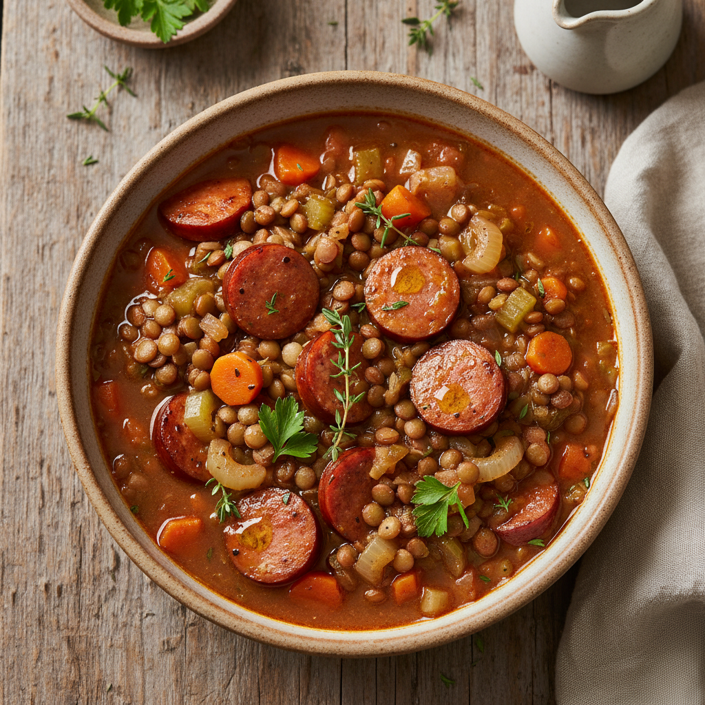 Simple Lentil and Sausage Stew