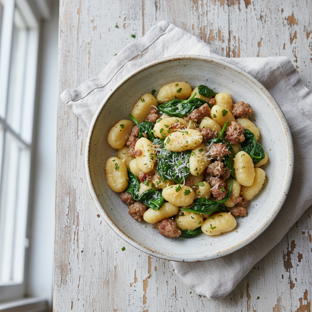 Simple Sausage and Spinach Gnocchi