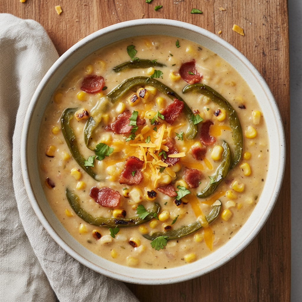 Smoky Poblano and Corn Chowder