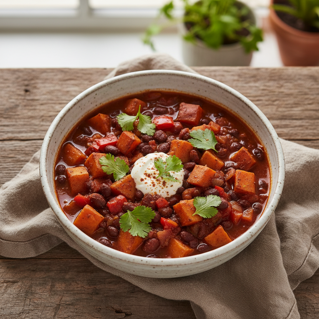 Speedy Black Bean & Sweet Potato Chili