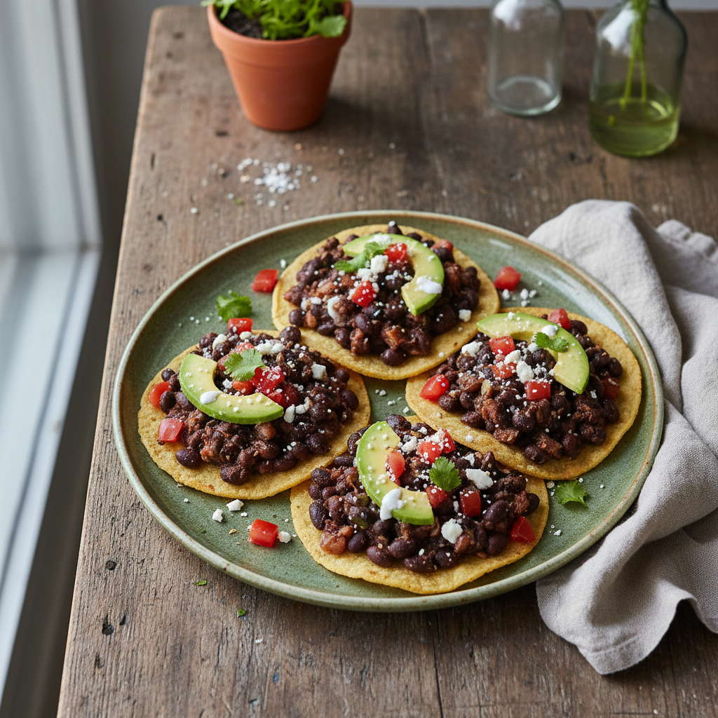 Speedy Black Bean Tostadas