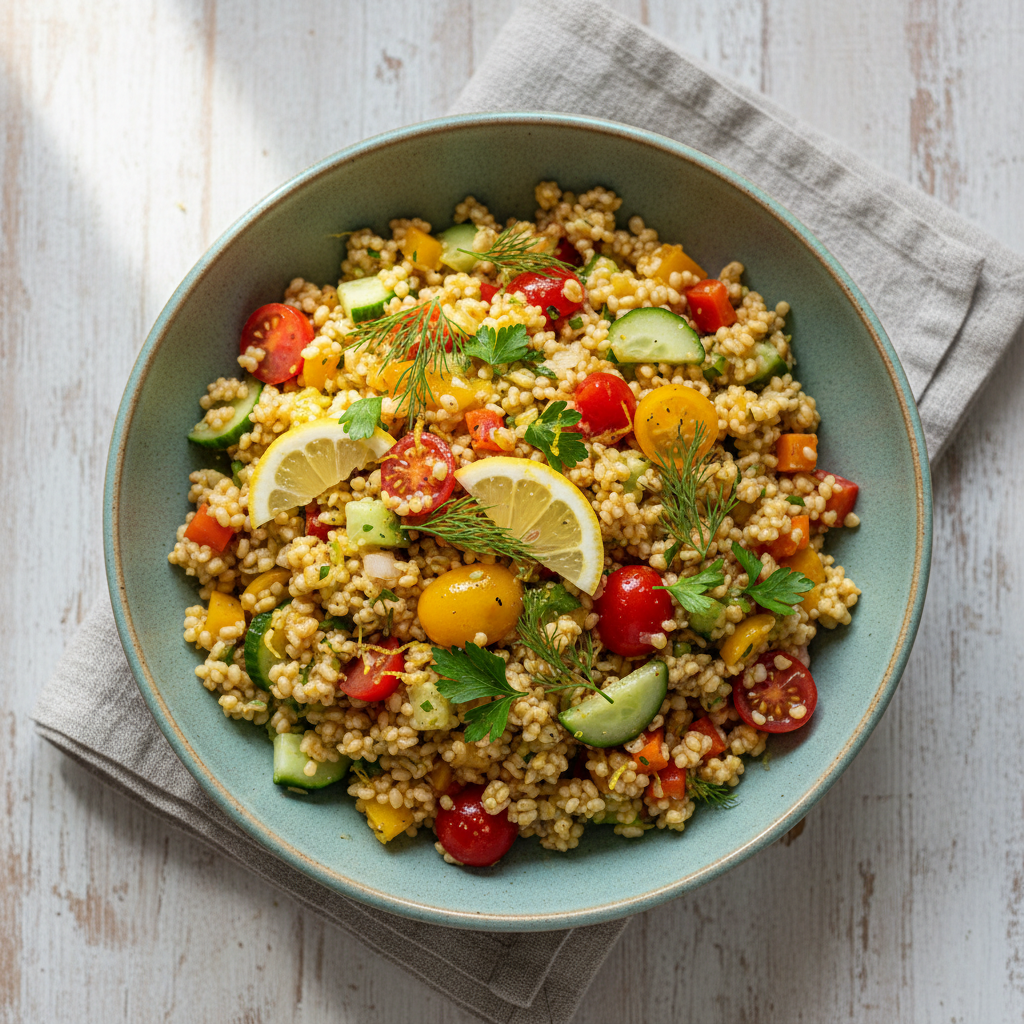 Speedy Lemon Dill Couscous with Veggies
