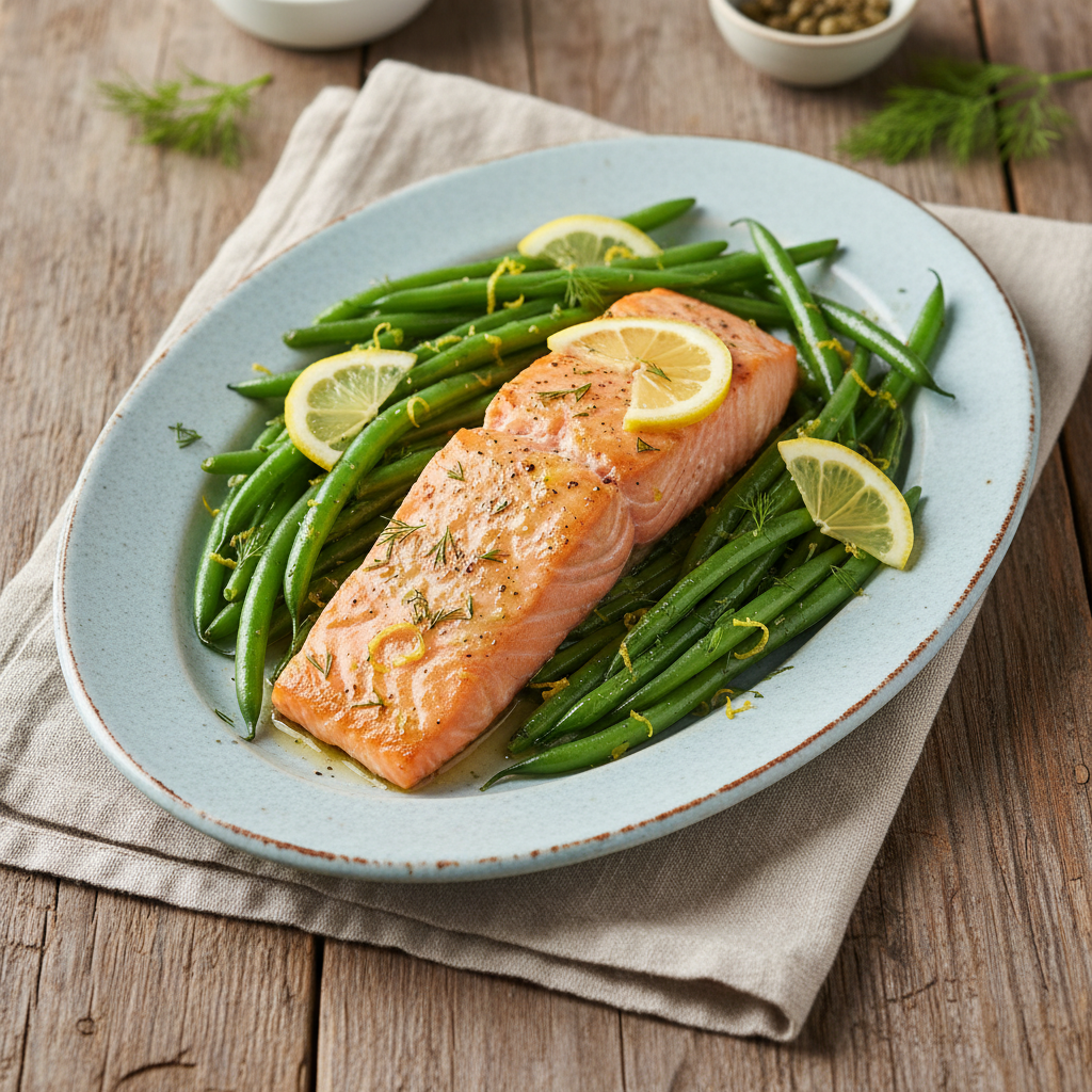 Speedy Lemon-Dill Salmon with Green Beans