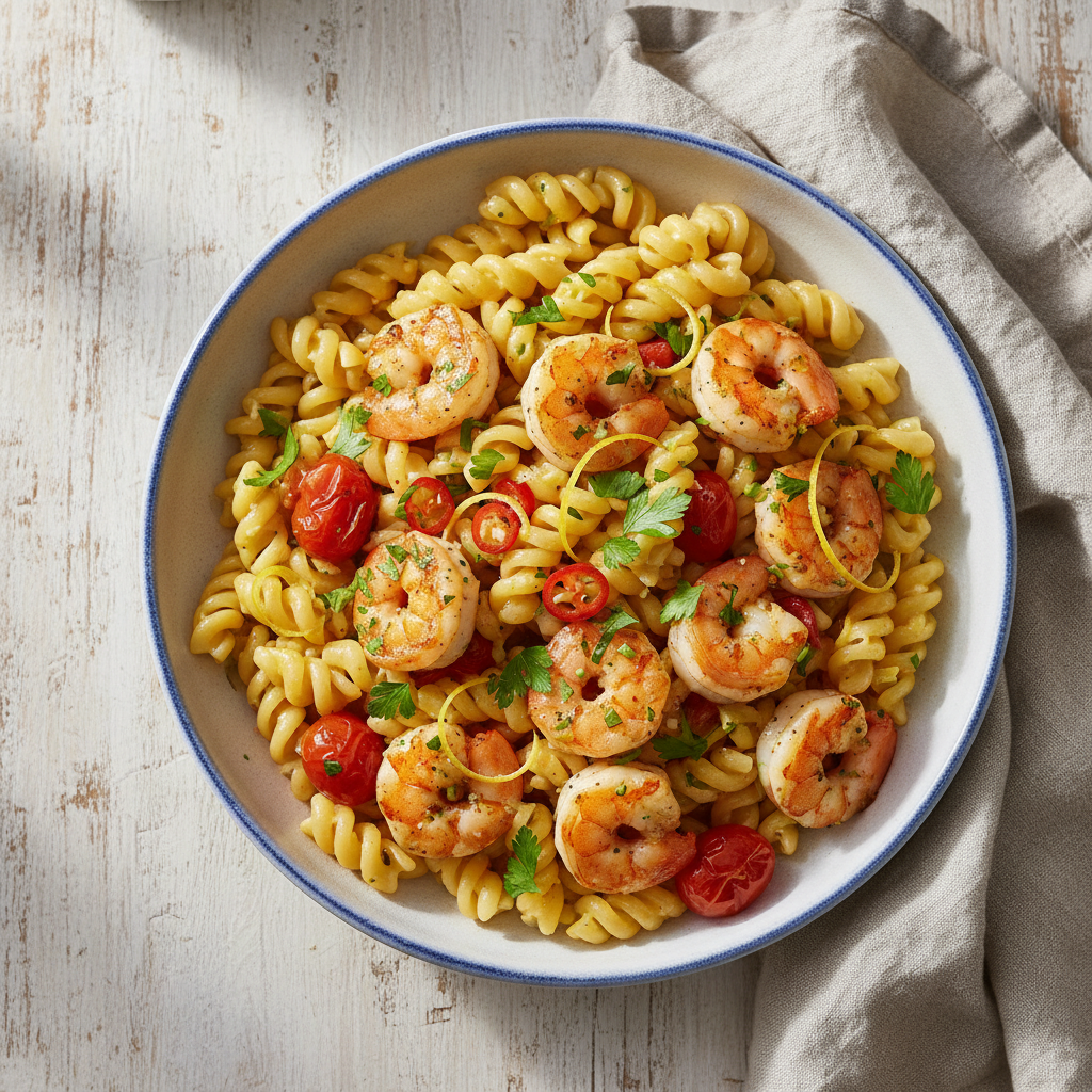 Speedy Lemon Garlic Butter Shrimp Pasta