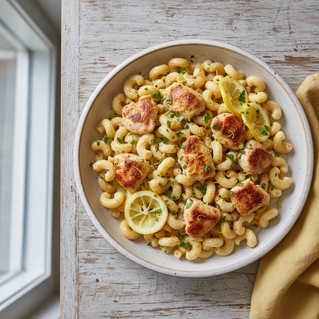 Speedy Lemon Garlic Chicken Pasta