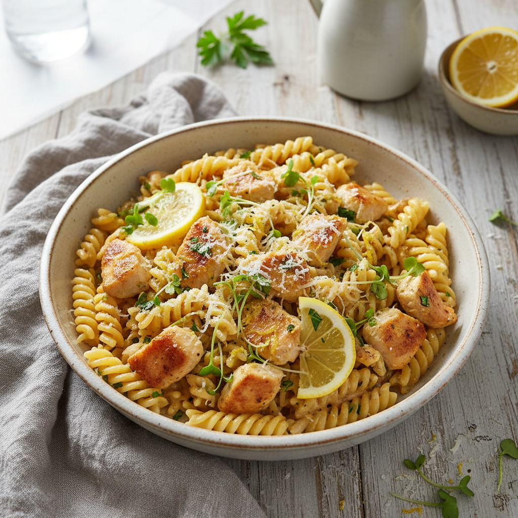 Speedy Lemon Parmesan Chicken Pasta