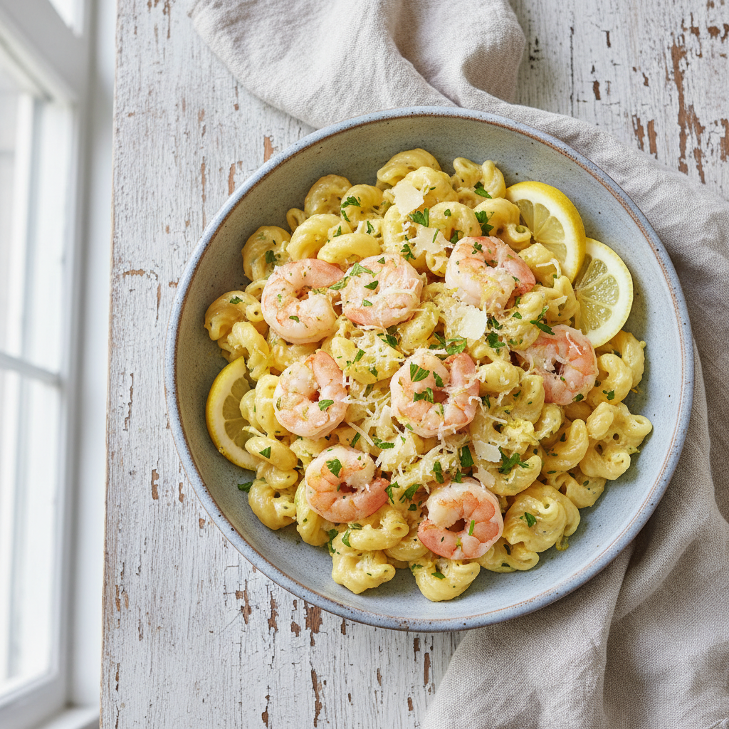 Speedy Lemon-Parm Shrimp Pasta