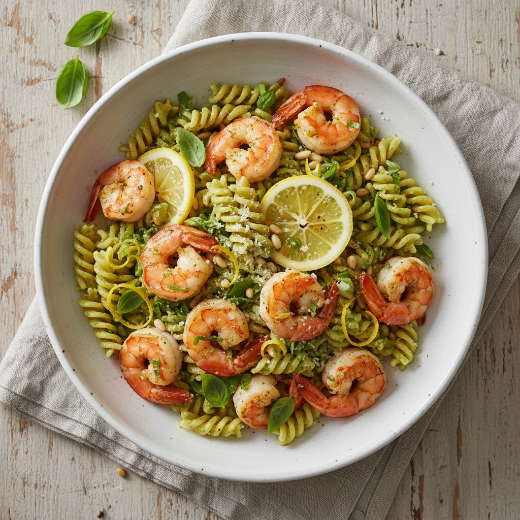 Speedy Lemon Pesto Shrimp Pasta
