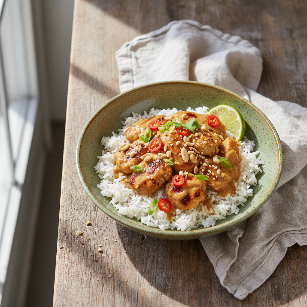 Speedy Peanut Butter Chicken Bowls