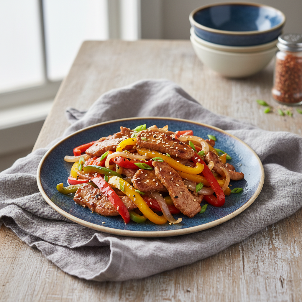 Speedy Saucy Pork and Bell Peppers