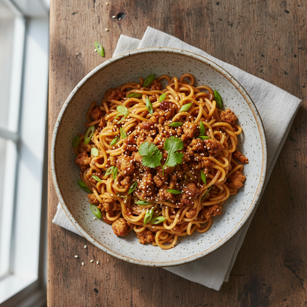 Speedy Saucy Pork Noodles